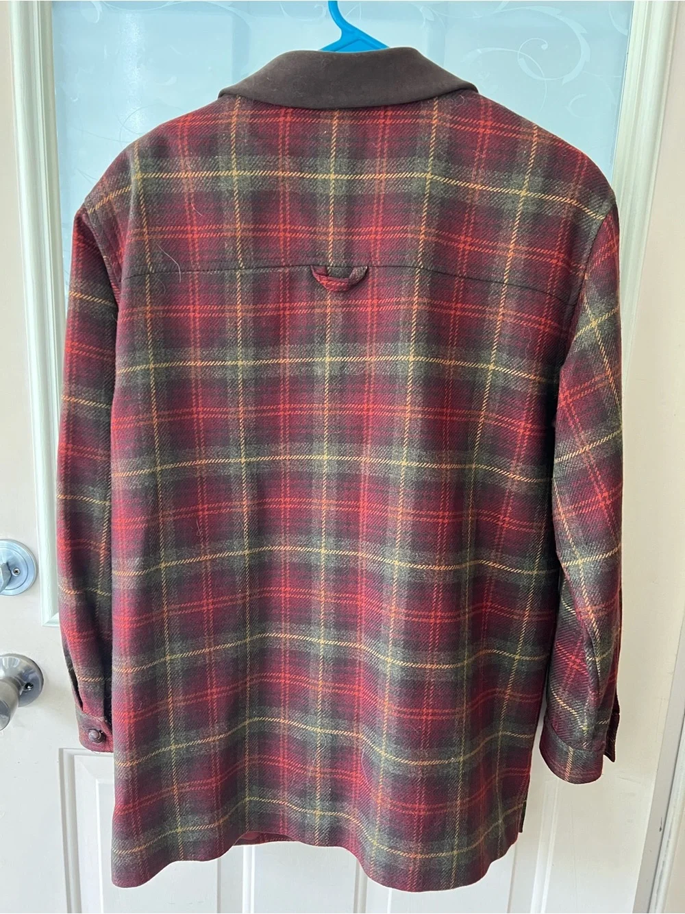 Vintage Talbots sz S tartan plaid shaket or barn coat deep rust red/ green. Wool